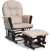 Storkcraft Hoop Glider and Ottoman Cherry with Beige Cushions