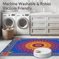 thumbnail image 5 of ODIKA 6'x9' Machine Washable Non-Slip Area Rug, Sunburst Crochet Hook Kit Traditional Embroidery Artwork High Traffic Rug, Blue, 643165, 5 of 5