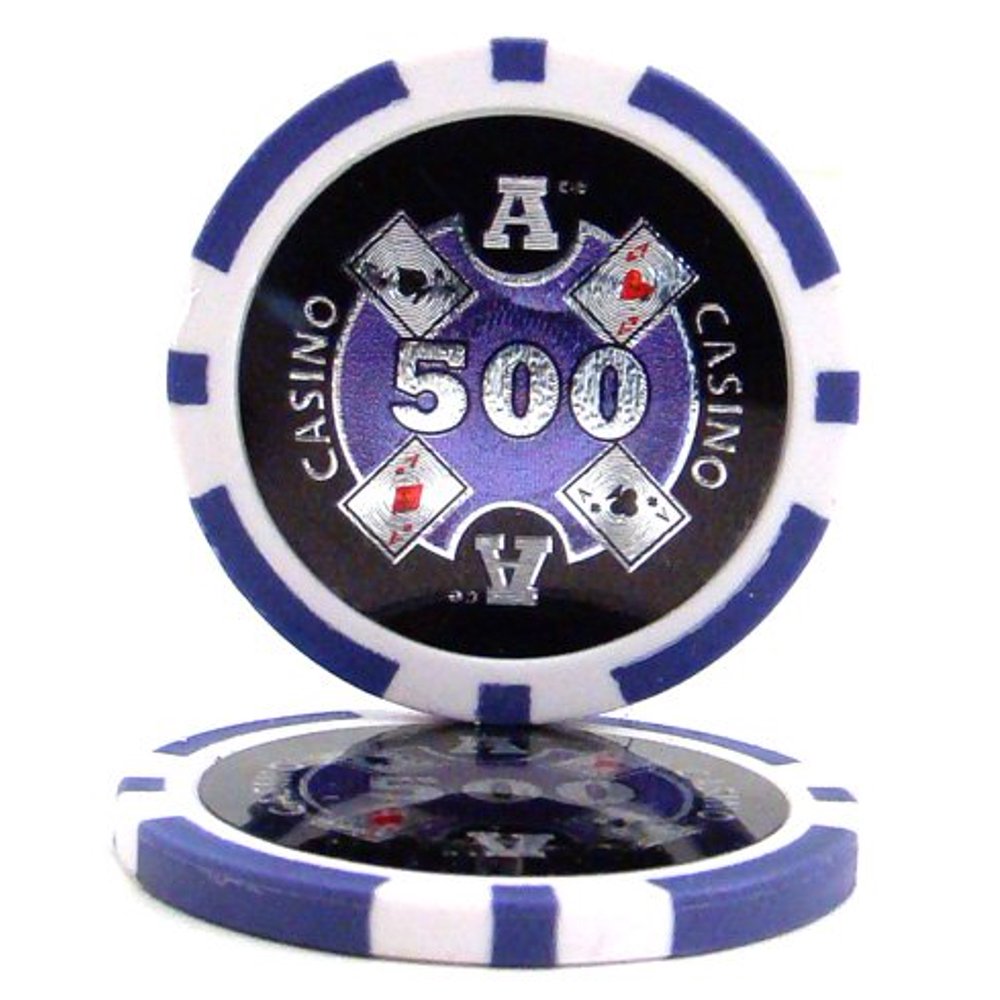 Ace Casino 14g Poker Chips, 500 Heavy Weight Clay Composite, 25pack