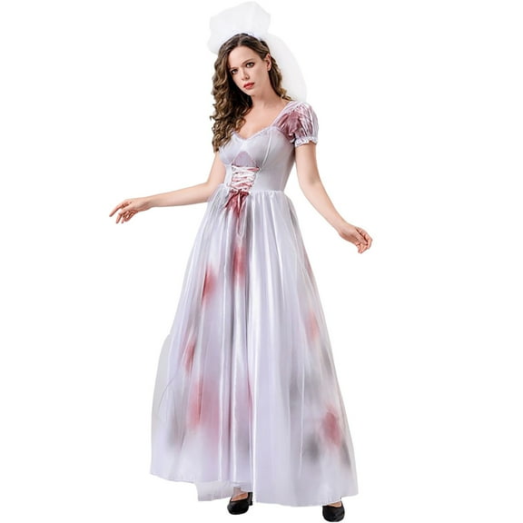 Women Halloween Woman Bride A Line Maxi Dress Halloween Party Sleeveless Fancy Flowy Long Dress