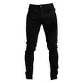 thumbnail image 2 of Dyfzdhu Jeans for Men Skinny Stretch Ripped Tapered Leg Jeans Light Blue Black, 2 of 4