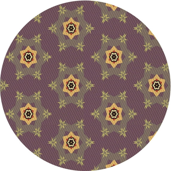 Ahgly Company Machine Washable Indoor Round Transitional Dark Almond Brown Area Rugs, 4' Round