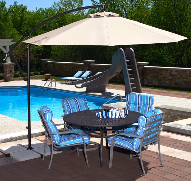 Island Umbrella Santiago 10-ft Octagonal Cantilever Umbrella with Champagne Olefin Canopy by Blue Wave Products