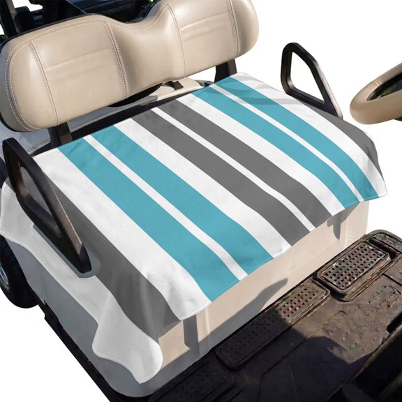 Golf Cart Seat Cover Gray Blue Club Car Golf Cart Seat Covers Soft Absorbent Golfcart Towel Blanket Stripe Golf Seat Covers for Cart Decor Fits 2 & 4 Passenger 51"x31"