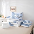 thumbnail image 6 of Manfei Romantic Love Heart 7 Pieces Bedding Comforter Set for Female, Kawaii Cartoon Bow-tie Full Bedding Set, Blue Buffalo Plaid Reversible Fitted Sheet Flat Sheet, Microfiber Bedroom Decor, 6 of 8