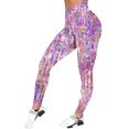 thumbnail image 3 of WILLBEST Pantalones de Yoga Con Estampado Mardi Para Mujer, Brillantes, de Cintura Alta, Largos, Para Entrenamiento, Cómodos, Elásticos, Para Correr y Gimnasio. Chica, 3 of 4