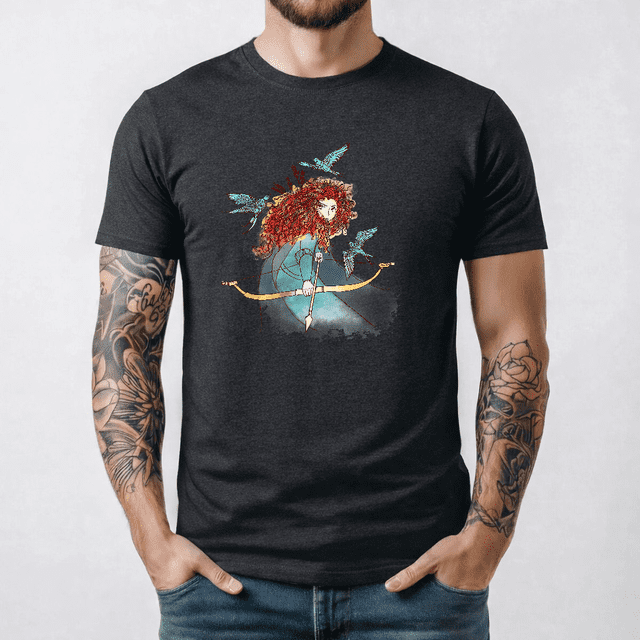 Chemise Portrait Aquarelle Rétro Disney Brave Merida Princesse, T-shirt le Royaume Magique, Disney Merida Princesse, Tee Walt Disney World