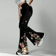 thumbnail image 4 of Women's Fashion Loose Drawstring Waist Floral Print Casual Sports Flared Pants, Elastic Joggers Sweatpants, Stylish Yoga Pants for Women,Black,M, 4 of 8