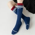 thumbnail image 2 of Baywell 1 Pairs Girls Knee High Socks 3-12 Years Little Big Girls Cotton Calf Socks Ribbed Knit School Uniform Socks Striped Tube Socks Sports Soccer Socks for Child, 2 of 5