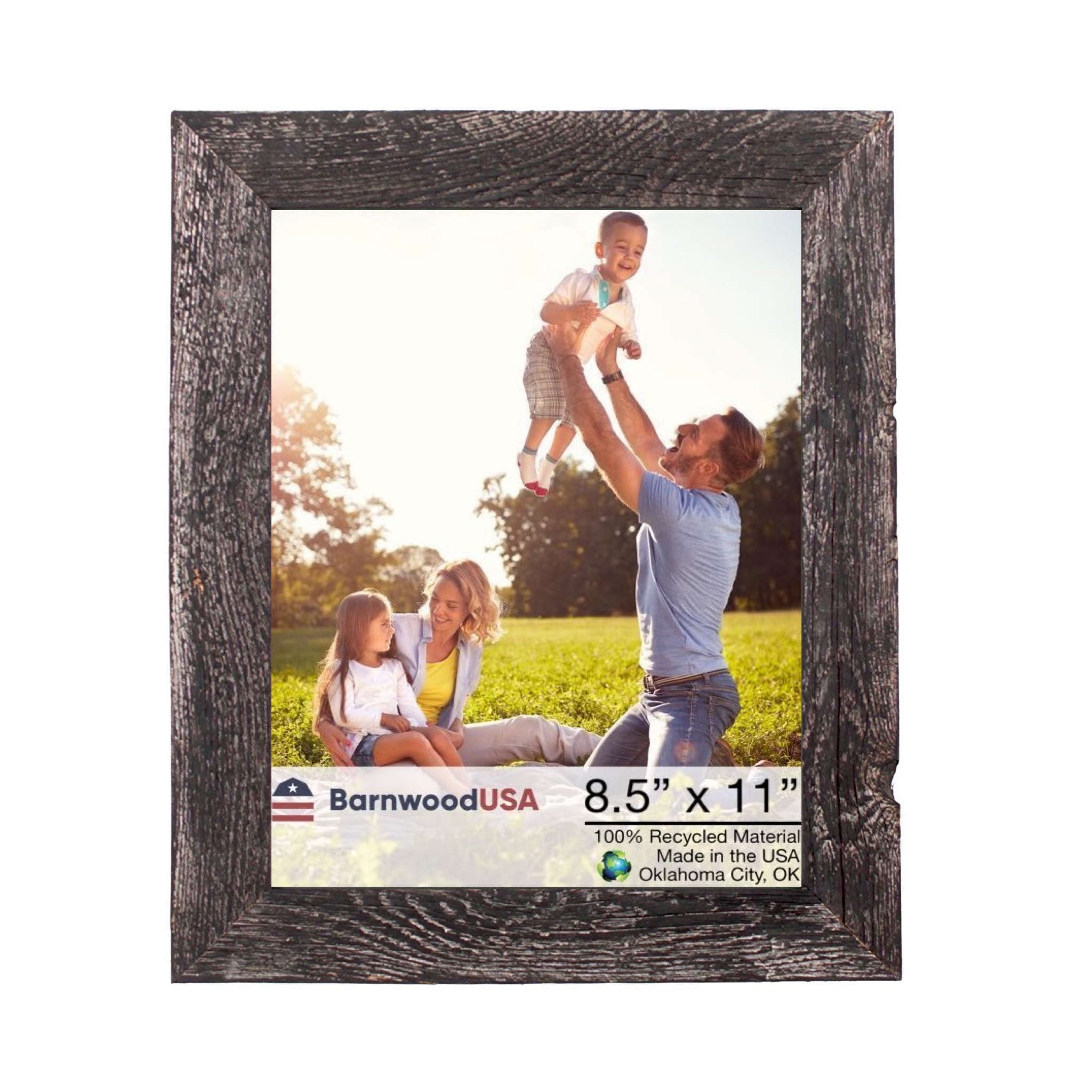 BarnwoodUSA 8.5"x11" Smoky Black Farmhouse Rustic Picture Frame