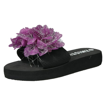 

Cathalem Women Slippers Fashion Slippers Flower Decoration Elegant Flat Bottom Non Slip Comfortable Simple New Pattern Shoes Purple 37
