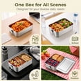 thumbnail image 3 of Vesteel Stainless Steel Bento Box, 2400ml 81oz Lunch Box with 2 Dividers, Leak-Proof Lunch Container with Bag, 3 Compartments Food Containers for School Office, Dishwasher Safe, 3 of 7