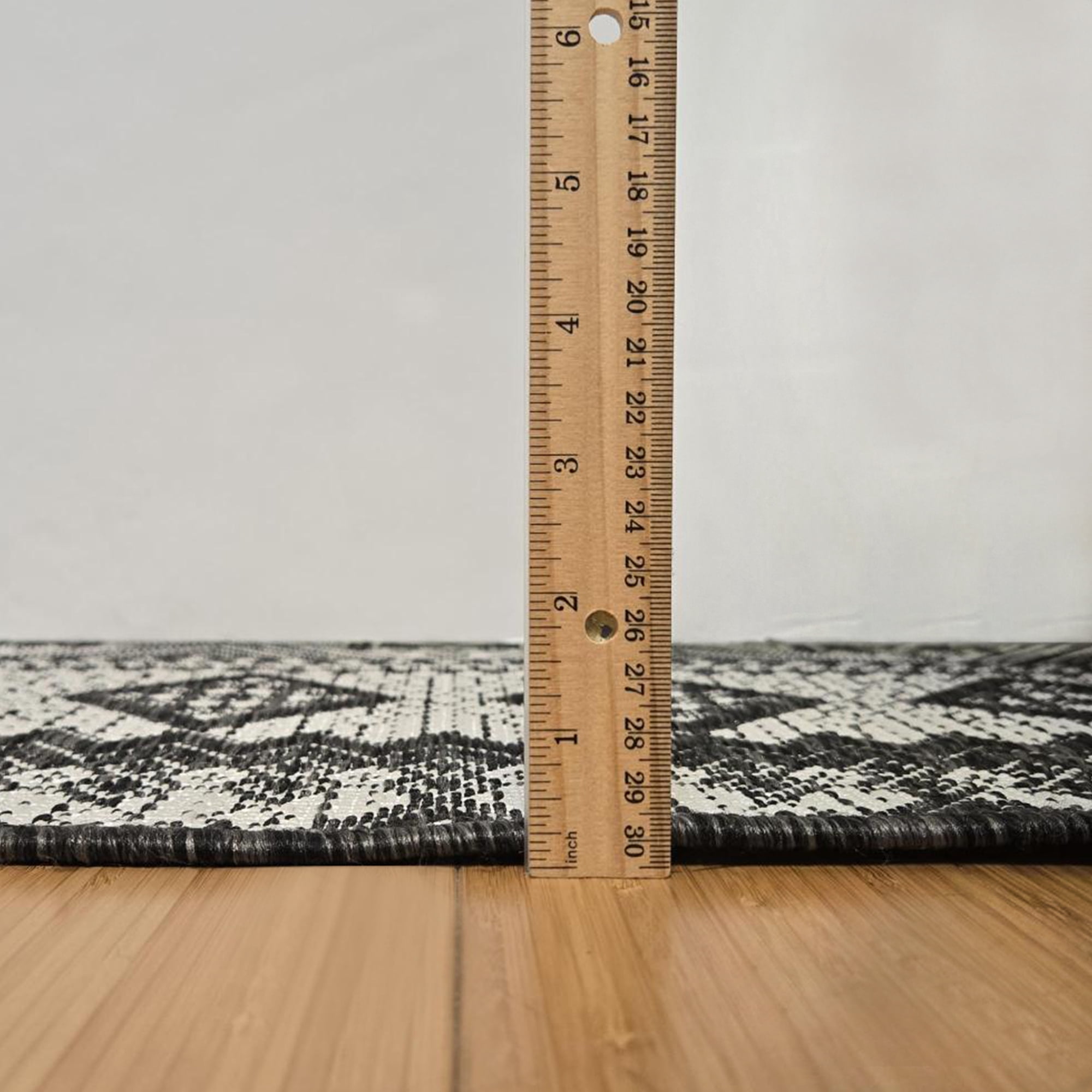 Gertmenian Tropea Darcy Bohemian Moroccan Black Ivory Premium Flatweave UV Resistant Indoor Outdoor Area Rug, 6x9
