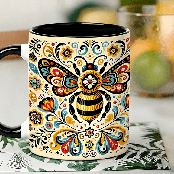 11 oz Mexican Folk Art Bee Ceramic Coffee Mug
