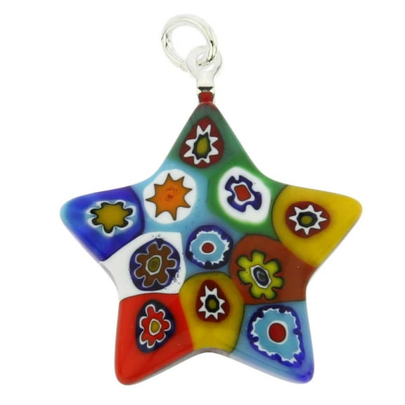 GlassOfVenice Murano Glass Millefiori Star Pendant - Multicolor