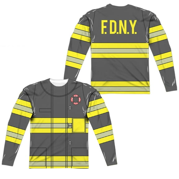 New York City - Firefighter Uniform (Front/Back Print) - Regular Fit Long Sleeve Shirt - XXX-Large