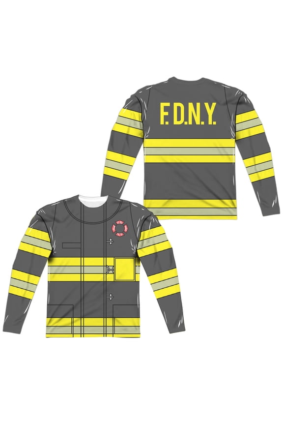 New York City - Firefighter Uniform (Front/Back Print) - Regular Fit Long Sleeve Shirt - XXX-Large