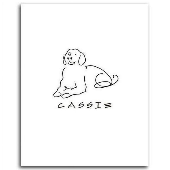 Personalized Hand-Crafted Golden Retriever Line Drawn Style Block Mount