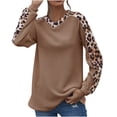 thumbnail image 1 of Moda mujer Casual suelta Leapard impreso Irregular empalme cuello redondo camisetas Tops Fridja hkj1204, 1 of 6