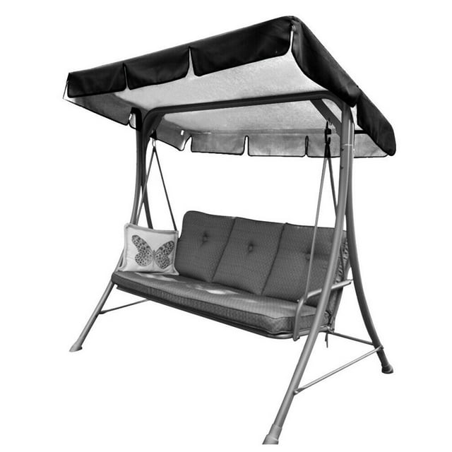 Wosthever Nueva cubierta de columpio de 3 asientos Cubierta de jardín Impermeable Resistente a los rayos UV Sombra de silla Jardín y Patio negro 195*125*15cm