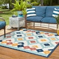 thumbnail image 4 of Unique Loom Belize Outdoor Collection Area Rug - Sarstoon (5' 3" Square Ivory/Light Blue), 4 of 12