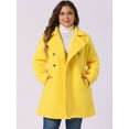 thumbnail image 2 of DARING DIVA Women's Plus Size Turn Down Collar Double Breasted A Line Coat 4X Yellow, 2 of 6