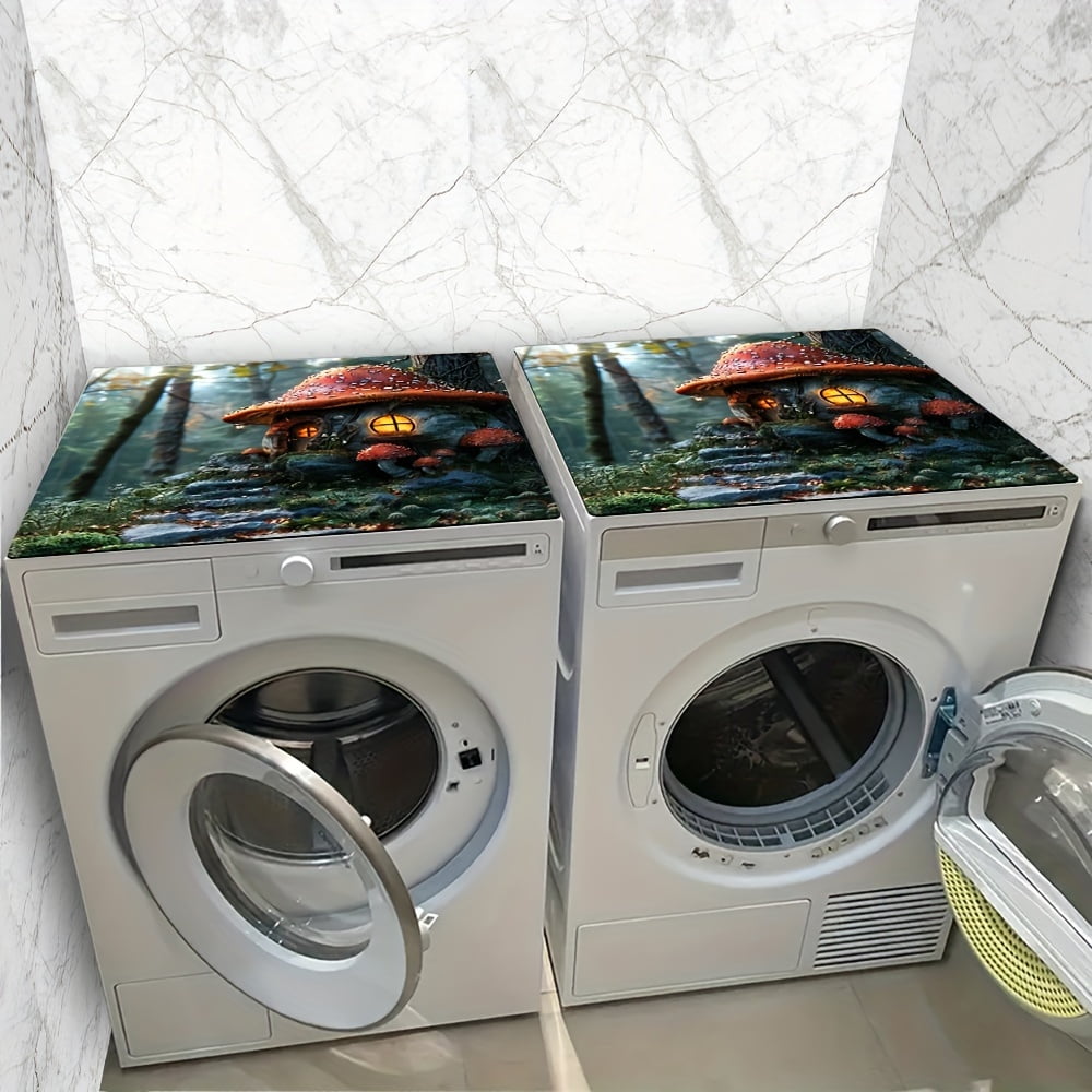 Mushroom Room Pattern, Washer And Dryer Top Protection Mat, Washing Machine Dust Cover Mat, Kitchen Accessories, Non-Slip, For Laundry Bathroom Home Decor, Room Decor