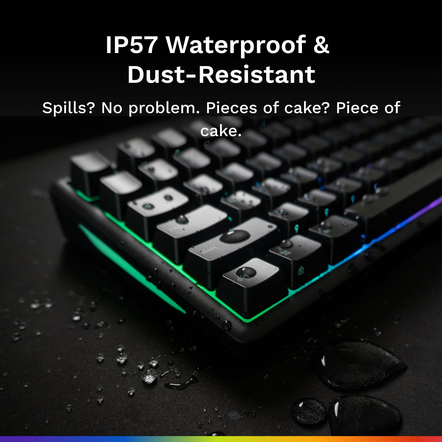 Glorious Gaming Keyboard GMBK 75% - Swappable MX-Compatible Keycaps, Detachable USB Cable - IP57 Waterproof and Dust Resistant - 10-Zone RGB Lighting - Quiet Gaming Switches - 12.6" x 5.4" x 1.6"