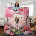 thumbnail image 2 of Hello Valentine’s Day German Shorthaired Pointer Flower Crown Romantic Pink Floral Quilt Blanket GSP Lover Dog Gift Cozy Comforter Throw Blanket - 00031, 2 of 5