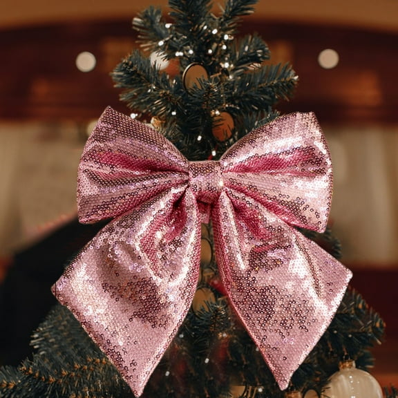 Neoyler Christmas Decorations Cheerleader Hair Bow with Ponytail Holder Strong Elastic Gift for Women Girls Secure Uniform Accessory School Matching Christmas Balls Ornaments Set 11.8in Pink