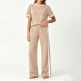 thumbnail image 6 of Gealkoca Womens Summer Two Piece Sets Sportswear Wide Leg Pants Casual Sports Set Travel Vacation Short Sleeve Sets Matching Sets Women Clothing, 6 of 7