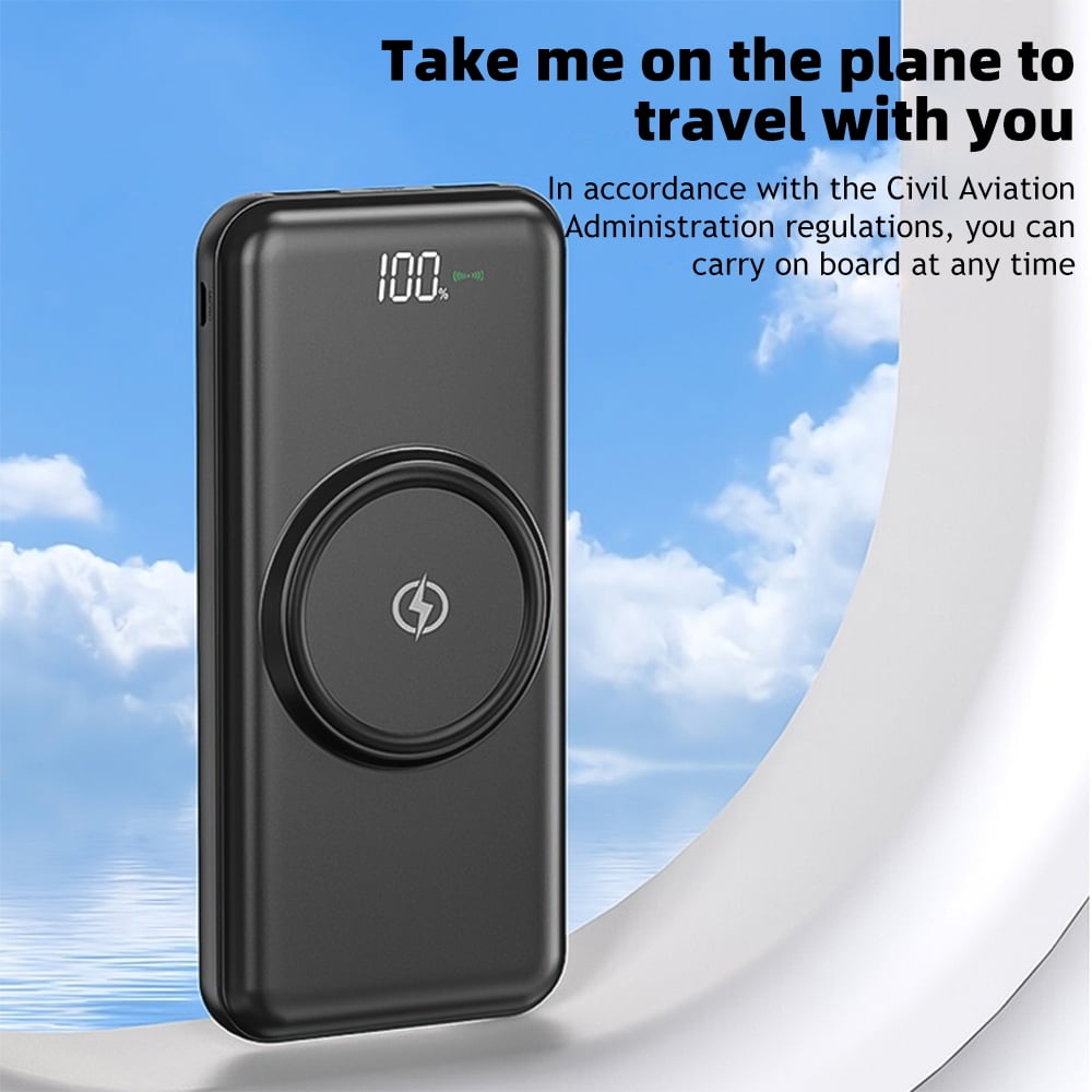 DFITO 10000mAh Wireless Power Bank with Built-in 4 Cables, 10W Fast Charging Portable Charger, Qi Wireless & USB-C Battery Pack