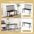 thumbnail image 4 of Black Windsor Dining Bench with Spindle Back and Anti-Slip Foot Pads, Farmhouse Rubber Wood Entryway Bench for Living Room or Hallway, 4 of 7