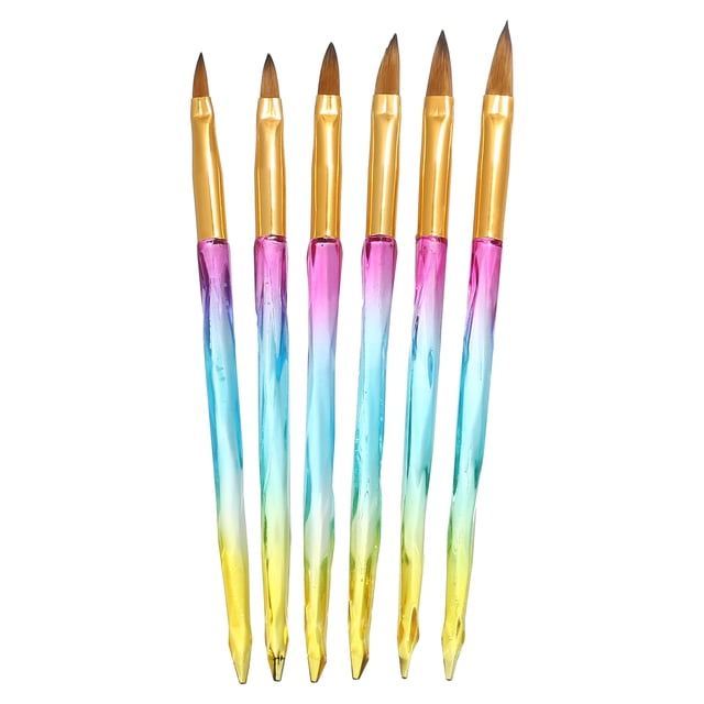 Juego de pinceles para decoración de uñas Unique Bargains 6 formas de punta