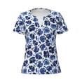 thumbnail image 3 of Naloa Blue Ink Flowers Print T-Shirts Short Sleeve V Neck Tees for Women Fashion Tops Trendy Lightweight Soft Casual Summer Outfits Clothes, 3 of 5