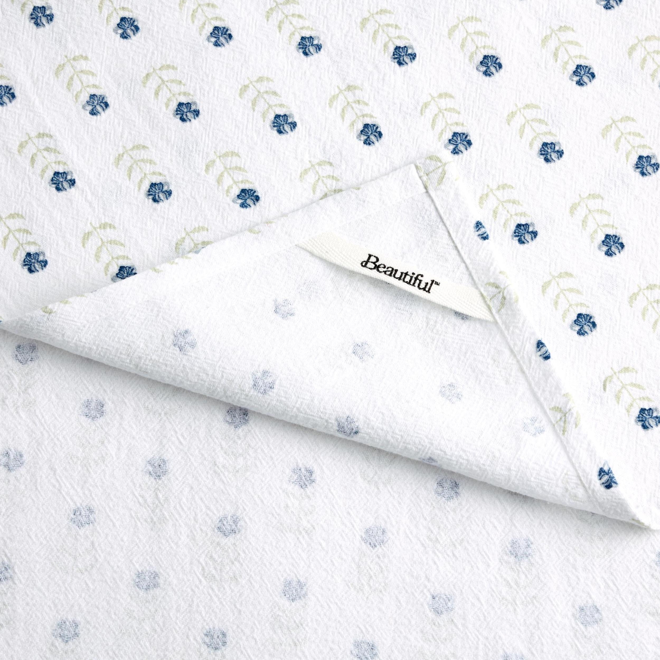 Beautiful Home by Drew Barrymore 1-Piece Printed Floursac Cloth, Cornflower Blue, 30"W x 30"L