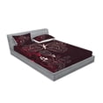 thumbnail image 2 of Ambesonne Romantic Fitted Sheet & Pillow Sham Set, Floral Heart Pattern, Queen, Maroon Red Beige, 2 of 2