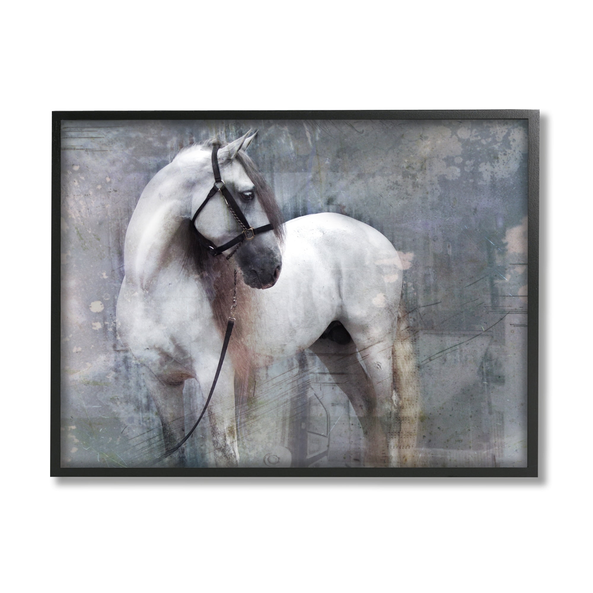 Stupell Industries Abstract Grey Horse Stallion Animals & Insects Painting White Framed Art Print Wall Art