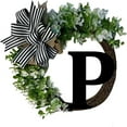 thumbnail image 1 of Guirnalda decorativa para puerta | Letrero con letras del alfabeto para la puerta principal | Decoración de pared de madera con lazo, 1 of 1