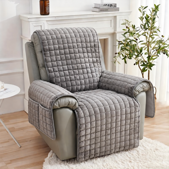 POITVD 1pc Velvet Recliner Chair Cover, Non-slip Recliner Slipcover Sofa Cover, Plush Recliner Cover, For Living Room Office Home Decor
