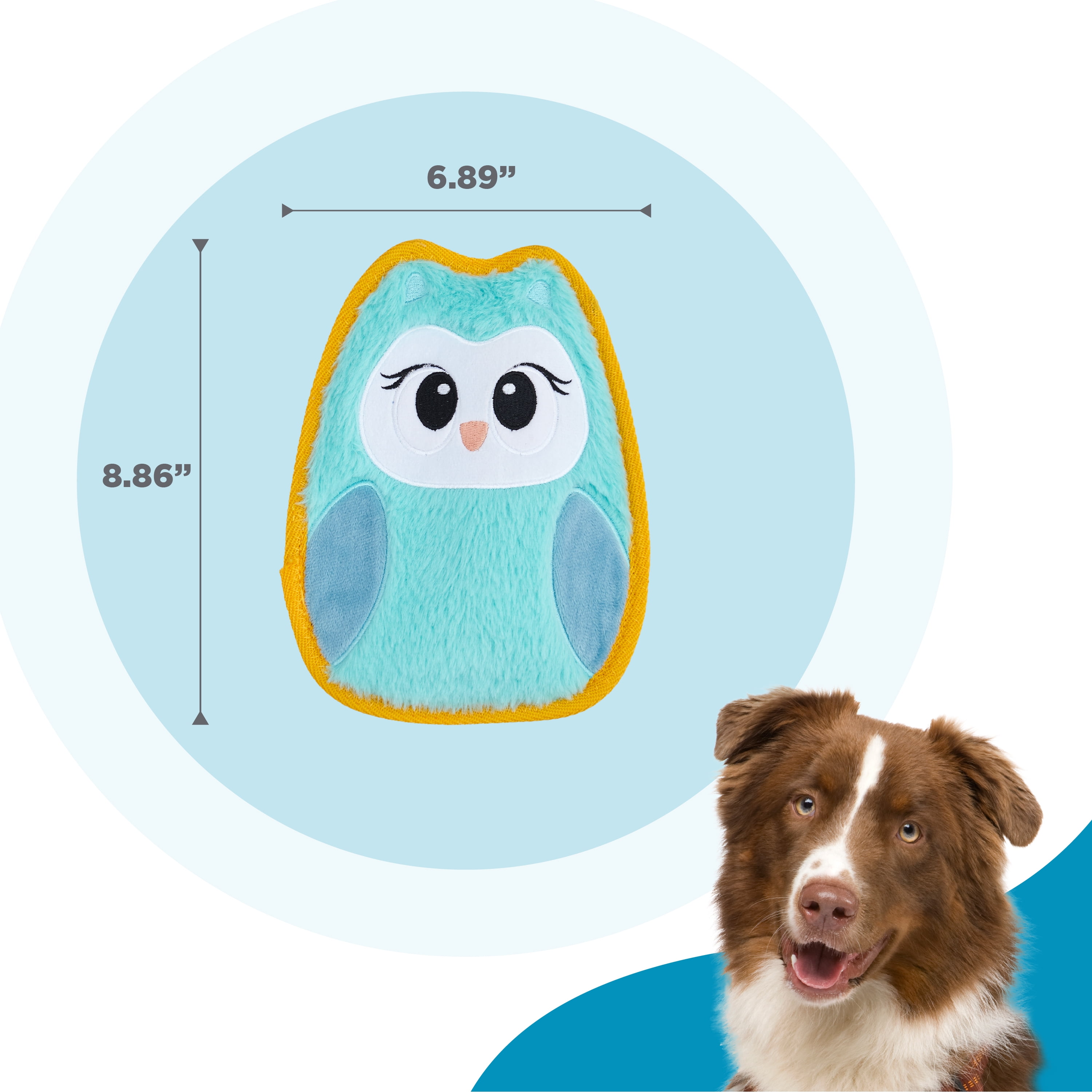 Outward Hound Tough Skinz Durable Squeaky Dog Toy with Two Tough Layers, Owl, Multicolor, Medium
