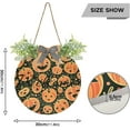 thumbnail image 3 of Coolnut Halloween Pumpkins Welcome Sign Front Door Round Wall Door Sign with Flowers Hanging Sign for Entryway Front Porch Hallway Yard Garden Home Decor, 3 of 7