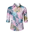 thumbnail image 3 of Mens Hawaiian Shirts Ocean Wave Print Casual Long Sleeve Button Down Shirts Tropical Holiday Beach Clothes, 3 of 4