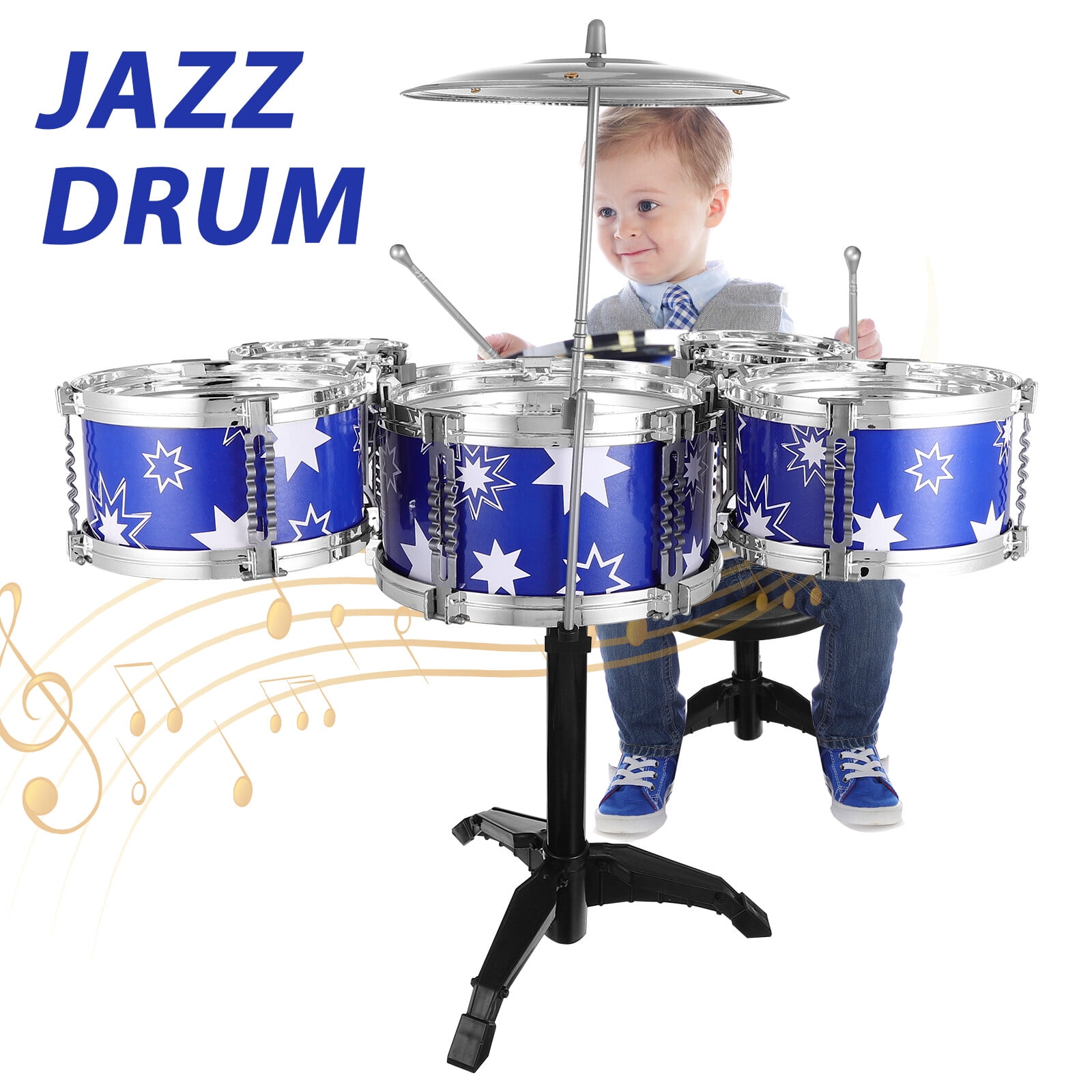Drum Set for Kids Jazz Drum Kit for Toddler Drum Set with Stool