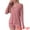 Pink, variant on Women's Waffle Knit Pajama Sets Lounge Set Long Sleeve Top Black XS