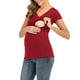 thumbnail image 1 of Blusa Con Capucha de Mujer de Maternidad Top de Lactancia Con Cuello en V Manga Corta Color Sólido de Moda Odeerbi  ODB123372, 1 of 8