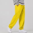 thumbnail image 3 of WULMLEO Men's Baggy Sweatpants with Pockets Drawstring Loose Fit Cuffed Gym Casual Joggers Yellow L, 3 of 6