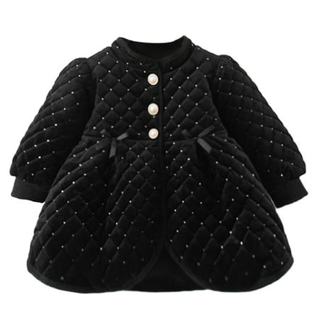 

Dr.Eam Toddler Coats Born Infant Baby Girls Bow Tie Autumn Long Sleeve Warm Thick Padded Jacket Coat Cardigan Clothes Outerwear Tops Boys Girls Black 3 Y-4 Y