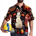thumbnail image 4 of Easter Men's Casual Printed Button Down Short Sleeve Poplin Hawaiian Beach Shirt with Spread Collar Tops, 4 of 6