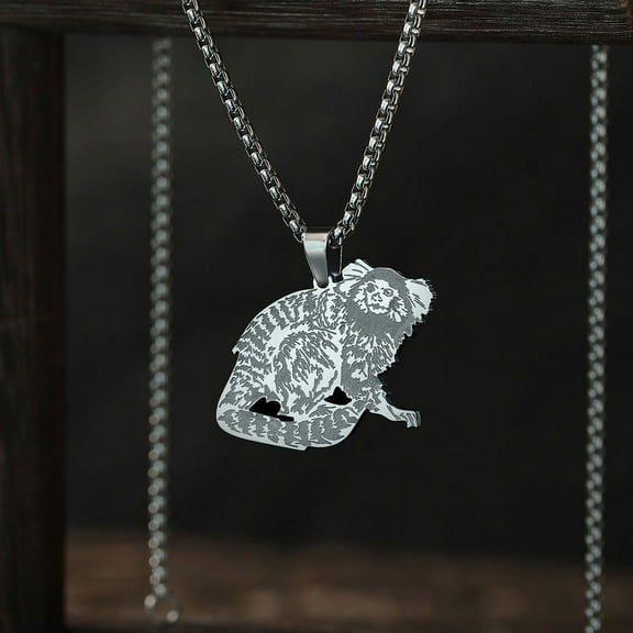 Cute Marmoset Monkey Pendant Necklace Stainless Steel Animal Necklaces for Women Men Birthday Party Gift